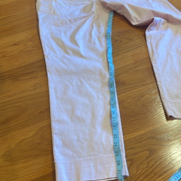 Sz 32 Brax Mia Turn Up peachy pink micro checked straight  leg zippered pants - Picture 11 of 16